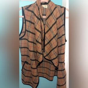 Plaid Vest with Black Trim